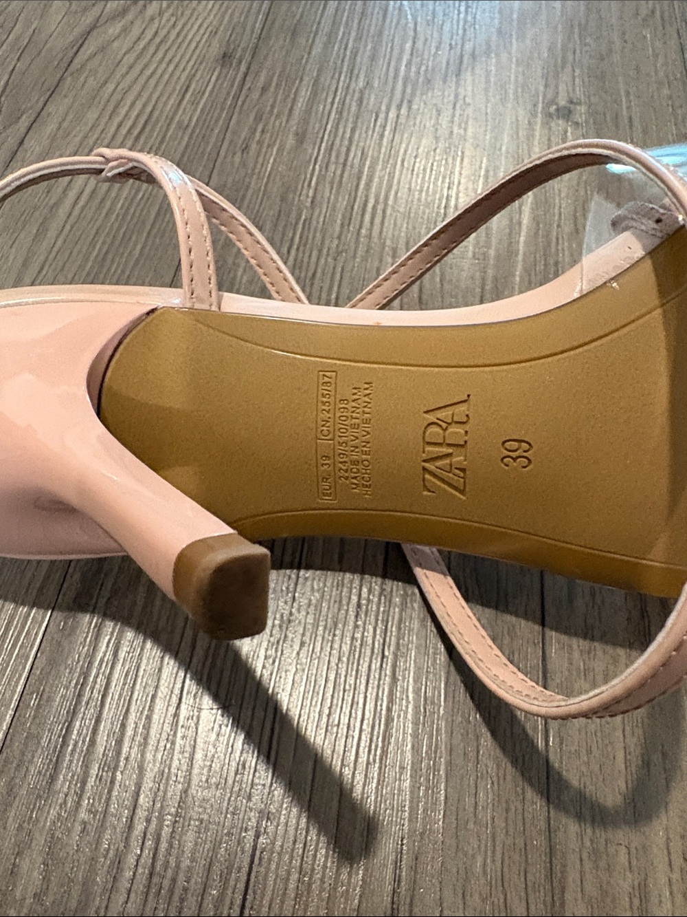 Zara T Strap Blush Nude Pointed Toe Ankle-Strap Heels with Clear Vamp Size 39 - Picture 11 of 11